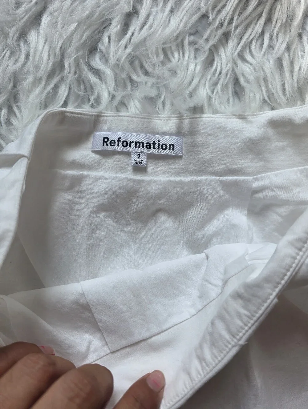 Reformation Linen Cream Pleated Skater Skirt